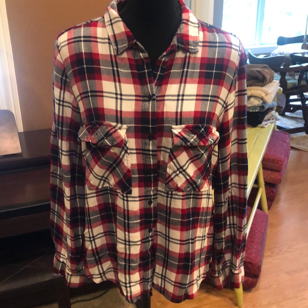 Zara Basic Plaid Button Front Shirt - image 1